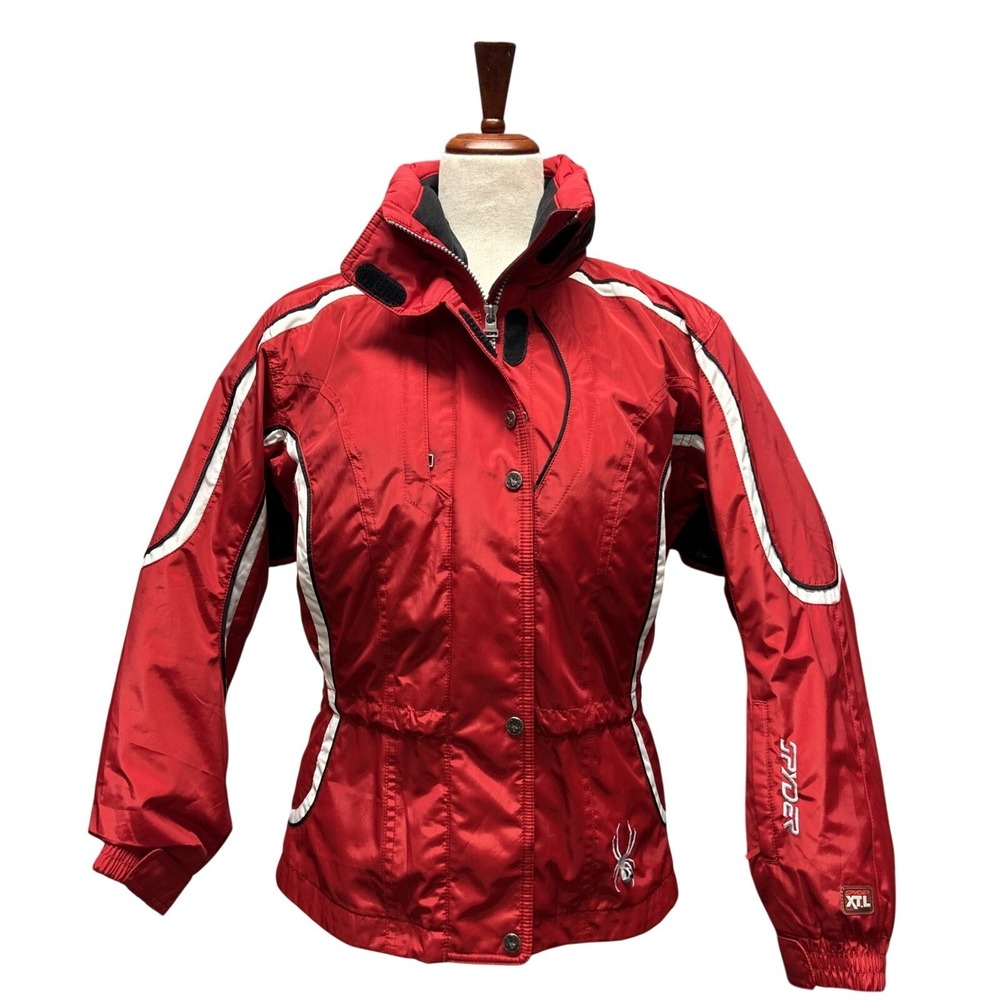 Spyder XTL Ski Jacket Women's Size 4 Red White Insulated Waterproof Snow Coat